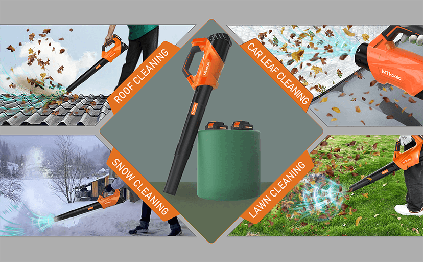 2025 Upgrade Leaf Blower, Leaf Blower Cordless with 2*2.6AH Batteries and Fast Charger, 450CFM &150MPH and 2 Speed Mode, Lightweight Electric Leaf Blowers for Lawn,Yard, Leaves, Dust,Snow Care(Orange)