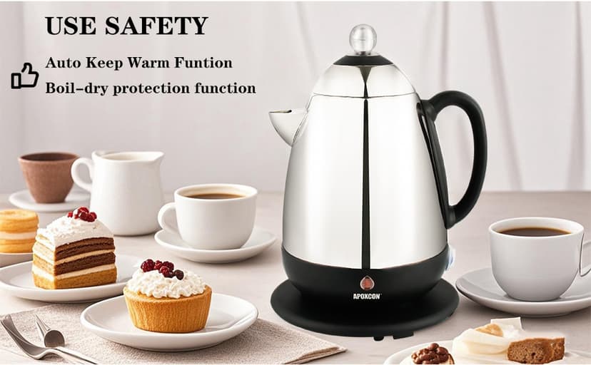Electric Coffee Percolator Stainless Steel Coffee Maker with Clear Brew Progress Knob and No-Drip Spout Auto Keep Warm & Cordless Serving Coffee pot with On/OFF Switch Fast Brew (10 Cup)