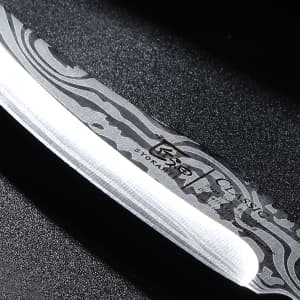 Steak Knives Set of 6, 4.8 Inch High-Carbon Japanese Stainless Steel Non-serrated Steak Knife with Wood Handle, Damascus Pattern Full Tang Design, Razor-Sharp Dinner Knives with Gift Box