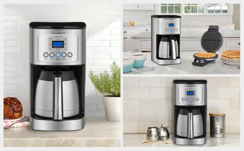 Cuisinart 12 Cup Programmable Stainless Steel Thermal Coffee Maker with Thermal Carafe (DCC-1850 /DCC-3400) Bundle Including Permanent Filter and 1 YR CPS Enhanced Protection Pack