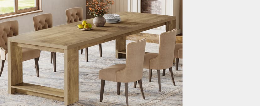 Tribesigns Two Person Desk, 86.6 Inches Extra Long Desk, Double Computer Writing Table, Wood Large Desks Workstation for Home Office, Natural Oak