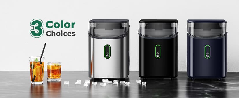 Silonn Nugget Ice Maker Countertop, Pebble Ice Maker with Soft Chewable Ice, One-Click Operation Ice Machine with Self-Cleaning, 33lbs/24H for Home,Kitchen,Office