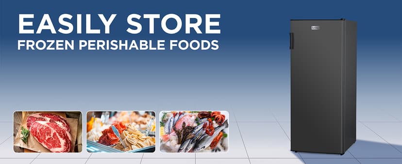 BLACK+DECKER 10 Cu. Ft. Upright Freezer, Stand Up Freezer with Mechanical Temperature Control, Freezer Upright with 3 Shelves and 4 Door Bins, Manual Defrost, R600a Refrigerant, BUF1000LB, Black