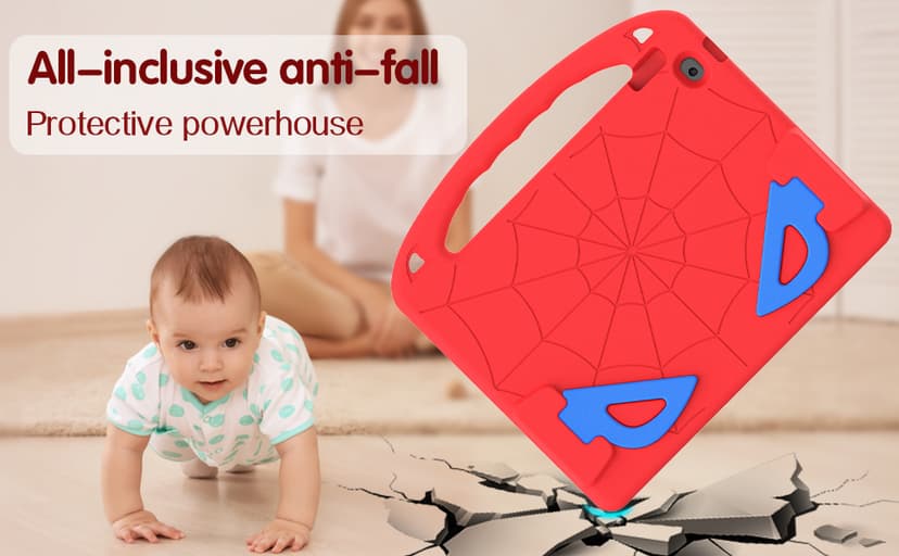 Kids Case for iPad 9th/8th/7th Generation (iPad 10.2 inch 2021/2020/2019), Shockproof Case with Screen Protector (Red)
