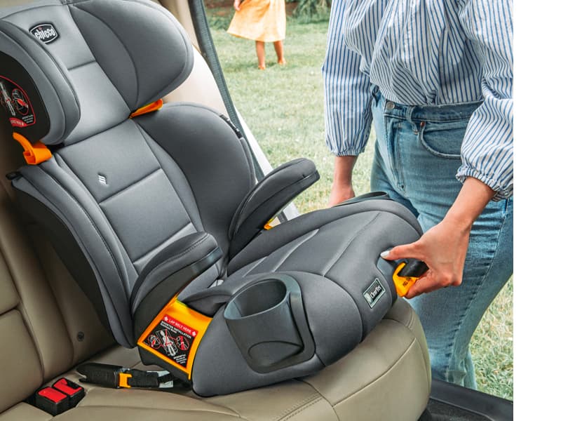 Chicco KidFit ClearTex Plus 2-in-1 Belt-Positioning Booster Car Seat, Backless and High Back Booster Seat, for Children Aged 4 Years and up and 40-100 lbs. | Drift/Grey