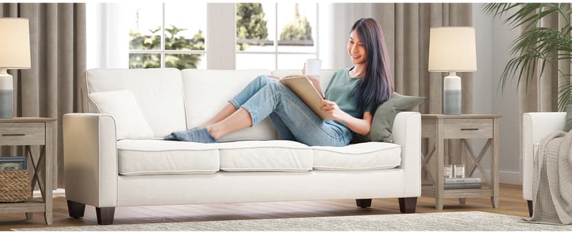 Bush Home End Table with Drawer, Nightstand with Storage, Living Room and Bedroom Furniture, Key West Collection, Washed Gray