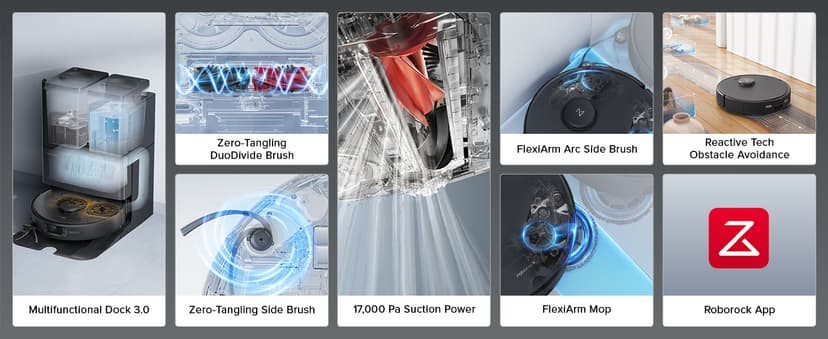 roborock Qrevo Edge S5A Robot Vacuum and Mop, 17,000Pa, Zero-Tangling, DuoDivide Main Brush, FlexiArm Side Brush, Hot Water Mop Washing & Self-Cleaning, Warm Air Drying, Self-Emptying, Black