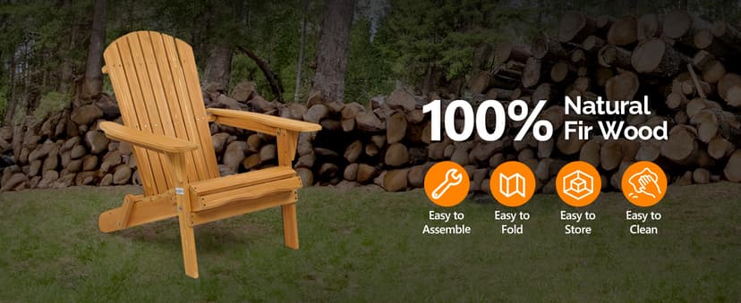 VINGLI Folding Adirondack Chairs Set of 4 Clearance Weather Resistant/Lawn Cheap Fire Pit Highwood Lounge Chairs-Patio Furniture Sets for Campfire, Bonfire