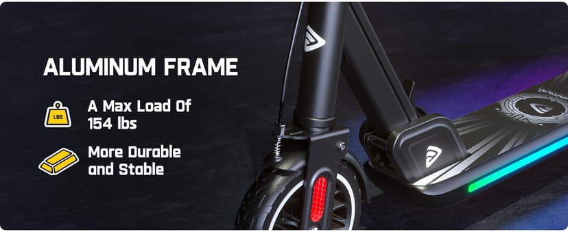 FanttikRide T9 Apex Electric Scooter for Kids 4.3-5.6 ft, 200 W Motor, LED Colorful Lights with Bluetooth Music Speaker, 7/10/12 MPH Digital Display, Adjustable Height, Foldable, Up to 40 mins