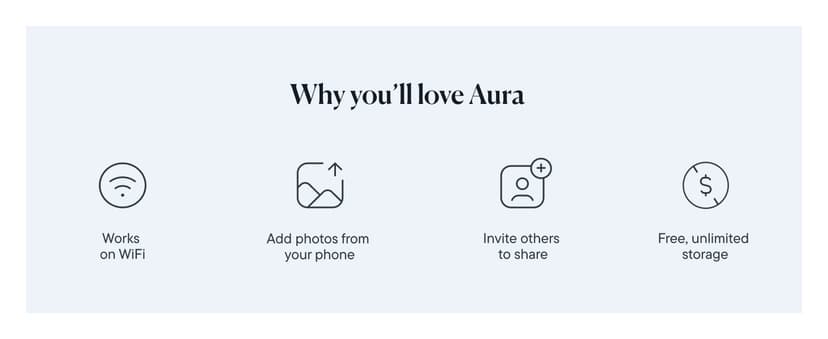 AURA Walden 15" WiFi Digital Picture Frame | Wirecutter's Best Digital Frame for Gifting | Send Photos from Your Phone | Quick, Easy Setup in Aura App | Free Unlimited Storage | Ink with White Mat