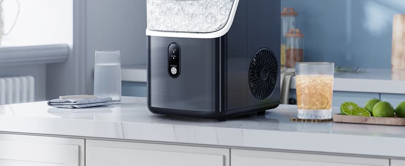 COWSAR Nugget Ice Makers Countertop Soft Chewable Pellet Ice Machine with Auto-Cleaning Function, 35Lbs/24H, Portable Ice Makers for Kitchen, Office, Home,Silver