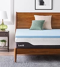 LUCID 4 Inch Gel Memory Foam Mattress Topper-Ventilated Design-Ultra Plush-Queen