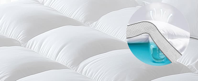 WhatsBedding Memory Foam Mattress Topper 2 Inch King, Pressure-Relieving Cooling Mattress Pad with Secure Strap Design for Back Pain, Soft and Supportive Bed Topper