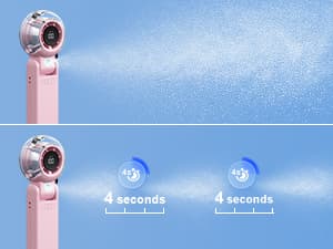 TriPole Misting Fan Portable Handheld Turbo Fan with Mist, LED Display, Neck & Desk Foldable High Speed Airflow Mini Fans, Rechargeable Personal Mister Fans with Water Spray Bottle for Outdoor Travel