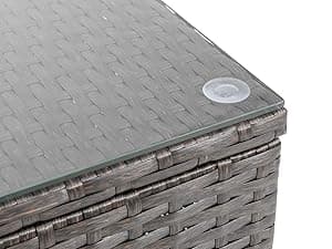 Vongrasig 5 Piece Patio Furniture Sets, All-Weather Brown PE Wicker Outdoor Couch Sectional Set, Small Conversation Set for Garden/Patio w/Ottoman, Glass Table, Red Pillow, Beige