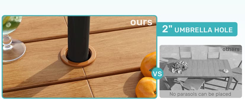 ZHUSI Patio Table and Chairs Set, Outdoor Table and Chairs,HDPE Outdoor Dining Set with Umbrella Hole for Backyard, Poolside