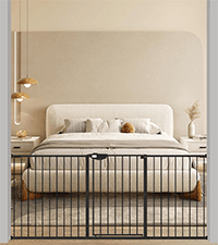 ALLAIBB Extra Wide Pressure Mounted Baby Gate Walk Through Child Kids Safety Toddler Tension White Long Large Pet Dog Gates with Extension for doorways Kitchen (57.48-62.20"/146-158cm, Black)