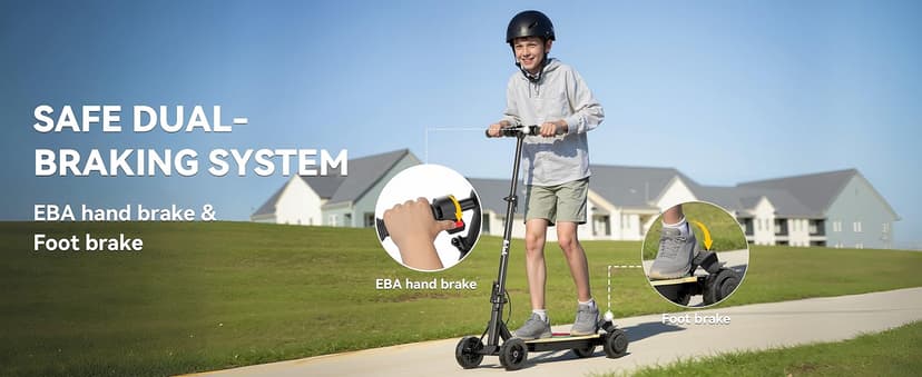 4-Wheel Electric Scooter for Kids w/250W Brushless Motor, Up to 10 MPH & 8.5 Miles, Rainbow Lights, LED Display, 5 Speed & Adjustable Balance, Foldable Kids Electric Scooter, UL 2272 Certified