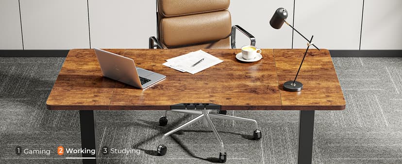 Huuger 55 x 28 Large Electric Standing Desk, Height Adjustable Computer Desk, 27.6" Deep Desktop, Stand up Gaming Office Desk with 2 Hooks, 3 Preset Heights, for Home Office, Rustic Brown