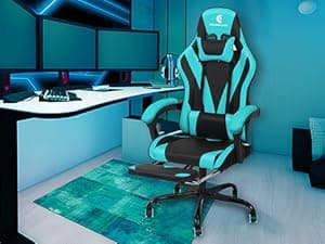 Gaming Chair with Linkage Armrest & Footrest, High Back Video Gaming Chair, Black/Grey