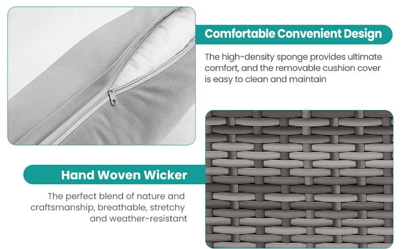 Patio Furniture Set, 7 Pieces Outdoor Patio Furniture with Dining Table&Chair, All Weather Wicker Conversation Set with Ottoman,Grey (Include Sofa Dust Cover)