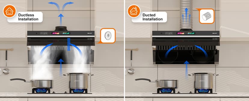 Under Cabinet Range Hood 30 inch, 900 CFM Kitchen Hood with Voice/Gesture/Touch Control,Ducted/Ductless Convertible Stainless Steel Range Hood, 4 Speed Exhaust Fan,Adjustable Lights