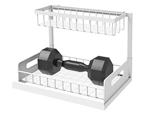 REALINN Under Sink Organizer, Pull Out Cabinet Organizer 2 Tier Slide Out Sink Shelf Cabinet Storage Shelves, Under Sink Storage for Kitchen Bathroom Cabinet, White, 1 Pack