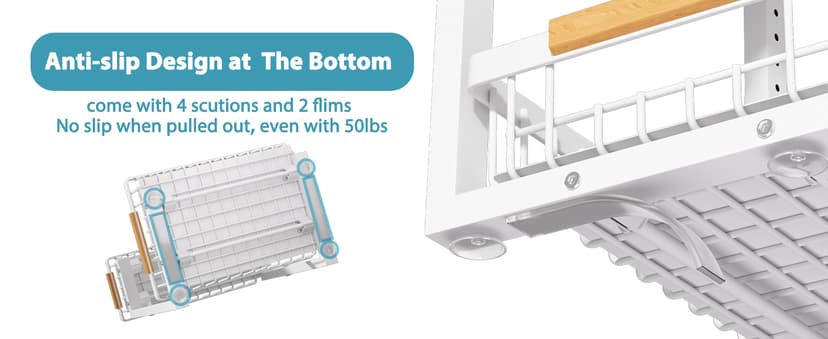 Under Sink Organizer 2 pack, 2 Tier Slide Out Under Sink Organizers And Storage, Height Adjustable Pull Out Cabinet Drawers, Kithcen Bathroom Metal Storage Caddy Shelf, White