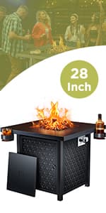Ciays 42 Inch Gas Fire Pit Table, 60,000 BTU Propane Pits for Outside with Steel Lid and Lava Rock, 2 in 1 Firepit Table Gatherings Parties on Patio Deck Garden Backyard, Black