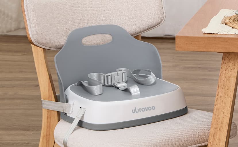 Baby Booster Seats, Toddler Booster Seat for Dining Table with Adjustable Straps, Portable Compact Portable Baby Chair for Dining and Travel (Grey)