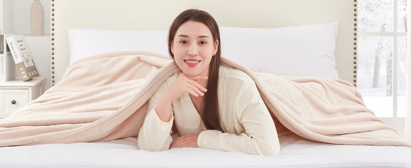 Sealy Electric Blanket Twin Size, Flannel Heated Blanket with 10 Heating Levels & 1-12 Hours Auto Shut Off, Fast Heating Warm Blanket, Machine Washable, Beige, 62 x 84 Inch