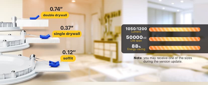 Ensenior 12 Pack 6 Inch LED Recessed Ceiling Light, Dimmable, 2700K-5000K 5CCT, 1200LM 12W 120V, High Brightness Canless Wafer Downlight - ETL&FCC&IC