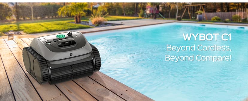 WYBOT C1 Robotic Pool Vacuum for Inground Pools, 150min Runtime Cordless Pool Cleaner up to 1,614Sq.ft, Wall & Waterline Cleaning, 4-in-1 Smart Navigation, App Support