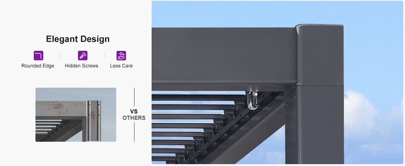 PURPLE LEAF Louvered Pergola 10' x 12' Patio Aluminum Pergola with Independent Adjustable Rainproof Roof Hardtop Small for Outdoor Deck Garden Yard