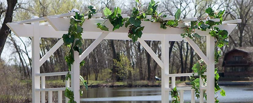 Dura-Trel Wellington Arbor, Vinyl Garden Archway for Outdoors, White, 72" x 85" - Backyard Decorative Arch for Pathways & Entrances w/ Trellis Sides for Climbing Plants, Vines & Flowers
