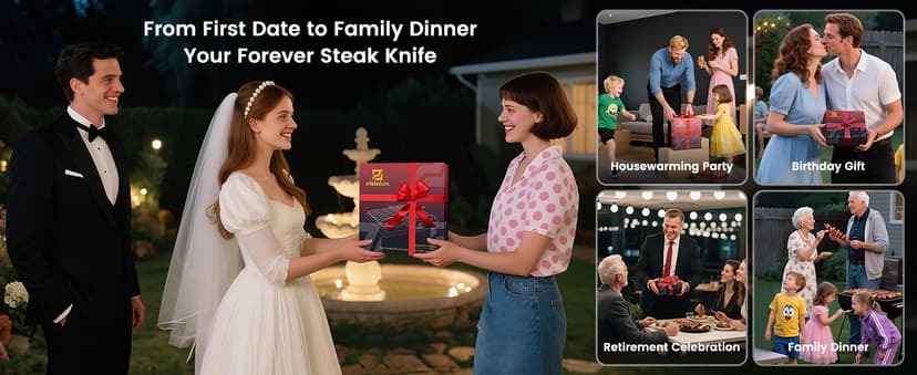 Steak Knives Set of 8 with Drawer Organizer Built-in Sharpener, 4.6 Inch Non Serrated Dinner Knife, Forged German Steel Damascus Pattern Straight Edge Meat Knife with Full Tang Handle, Black