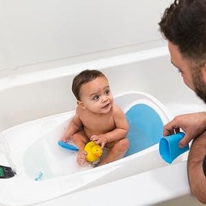 4moms Cleanwater Tub, 3-in-1 Grow-with-Me Baby Bathtub with Digital Thermometer for Newborns to Toddler, Assembled in The USA