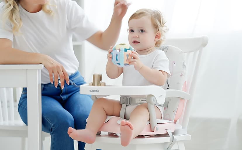 Baby Booster Seat for Dining Table with Removable Tray & Cushion, 3in1 Portable Toddler Booster Seat, 4 Height Adjustable Travel High Chair for Babies and Toddlers