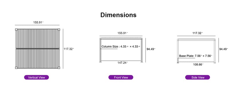 PURPLE LEAF Louvered Pergola 10' x 13' Outdoor Retractable Modern Hardtop Full Aluminum Pergola with Adjustable Rainproof Roof and 36 Clear LED String Lights for Patio Deck Backyard Slate Grey