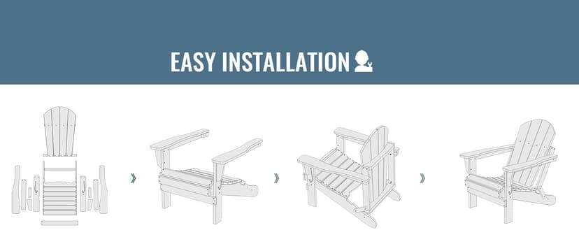 SERWALL Foldable Adirondack Chair Set of 4 for Patio Garden Outdoors Fire Pit-Ocean Blue