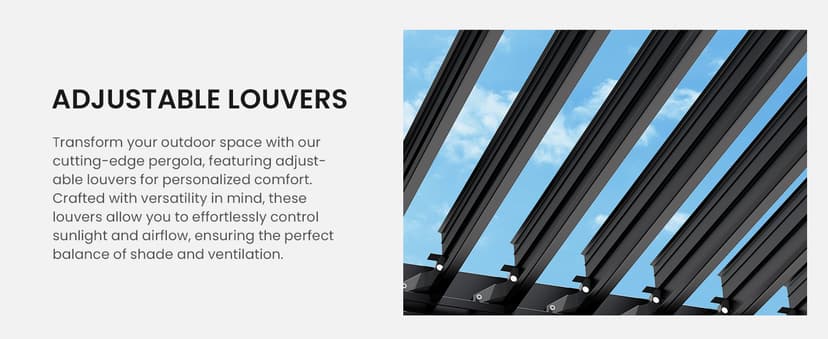 Louvered Pergola 12'x16', Full Aluminum Outdoor Pergola with Adjustable Proof and Gutter System, Metal Hardtop Gazebo for Patio, Deck, Garden, Yard, Black