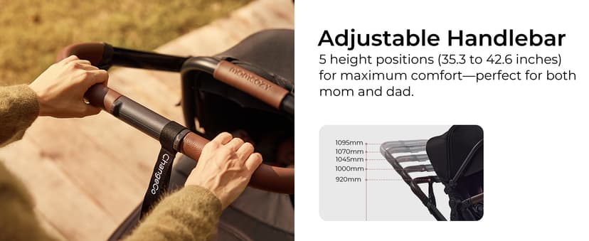 Momcozy ChangeGo Baby Stroller, Convertible Single-to-Double-to-Wagon Stroller with 23 Configurations, Bassinet, Seat Included, Large PU Wheels, All-Wheel Suspension & Extendable UPF50+ Canopy