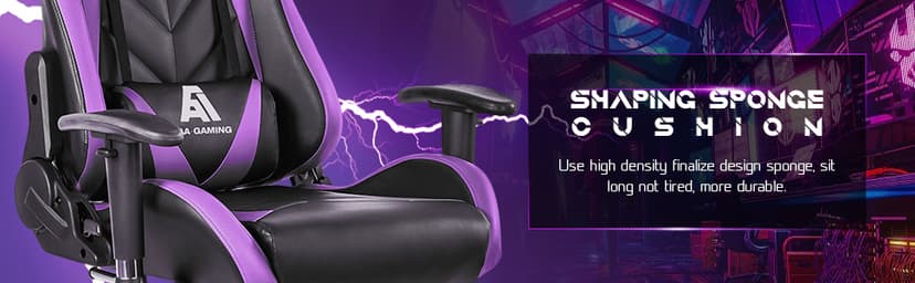 Gaming Chair High Back Ergonomic Computer Racing Chair Adjustable Office Chair with Footrest, Lumbar Support Swivel Chair - Upgraded Version BlackPurple