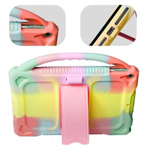 Kids Case for iPad 9th 8th 7th Generation,Shockproof Silicone Kids Cover for iPad 10.2 2021/2020/2019 with Handle Stand for New Apple iPad 10.2 inch(Rainbow)