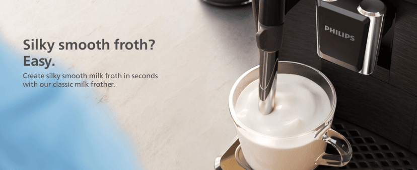 PHILIPS 2200 Series Fully Automatic Espresso Machine, Classic Milk Frother, 2 Coffee Varieties, Intuitive Touch Display, 100% Ceramic Grinder, AquaClean Filter, Aroma Seal, Black (EP2220/14)