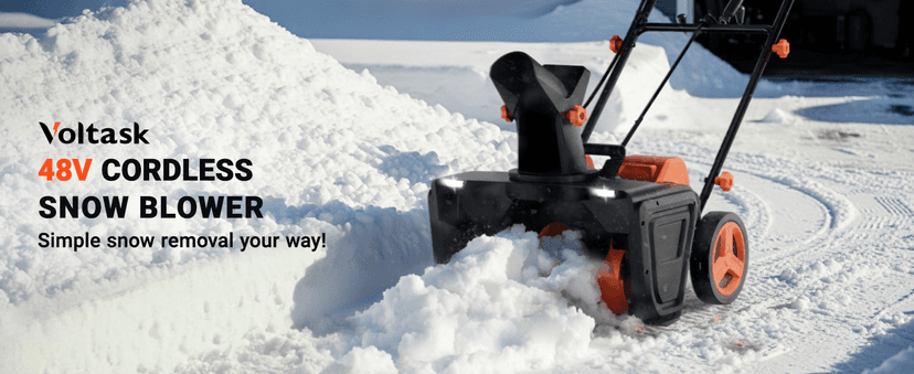 VOLTASK 48V Cordless Snow Blower, 48-Volt | 20-Inch Brushless Electric Snow Blower Cordless, Battery Snow Blower with Directional Plate & LED Lights (2 * 24V Battery & Dual Quick Charger Included)