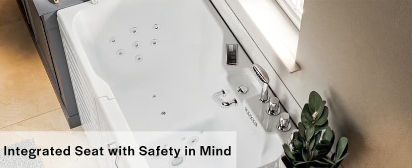 Empava Walk in Tub, 54" Whirlpool Bathtub with 12 Air & 13 Water Jets, Heated Massage Soaking Tub, 20% Wider Outward Swing Door, Right Drain,Walk-In Bathtub for Seniors, Acrylic