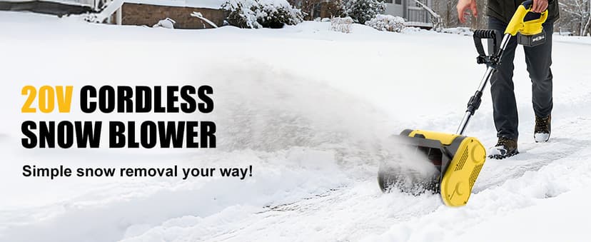 Cordless Electric Snow Shovel, Brushless 12-Inch Width | 6-Inch Depth Snow Blower, Lightweight Snow Thrower Machine, Efficient Snow Removal with Battery and Charger, 2 Batteries