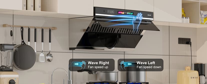 Under Cabinet Range Hood 30 inch, 900 CFM Kitchen Hood with Voice/Gesture/Touch Control,Ducted/Ductless Convertible Stainless Steel Range Hood, 4 Speed Exhaust Fan,Adjustable Lights