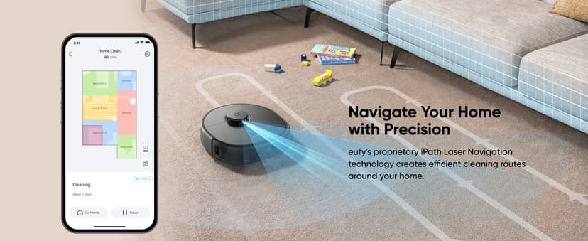 eufy X10 Pro Omni Robot Vacuum and Mop Combo, 8,000 Pa Suction, Dual Mops with 12 mm Auto-Lift and Carpet Detection, AI Obstacle Avoidance, Auto Mop Washing, Auto Drying, Self-Emptying, Self-Refilling